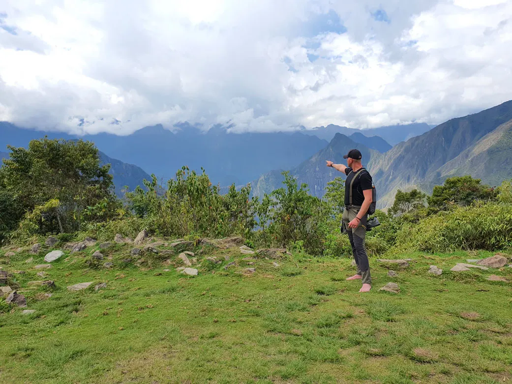Matheo points the direction to the Machu picchu